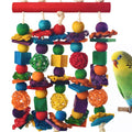 DBNESS Bird Toys, 2PCS Parrot Foraging Hanging Toy, Multicolored Natural Wooden Blocks Parakeet Chewing Toys mit Rattan Wicker Balls, for Medium Small Cockatoos Budgie Lovebird Cockatiel Conure