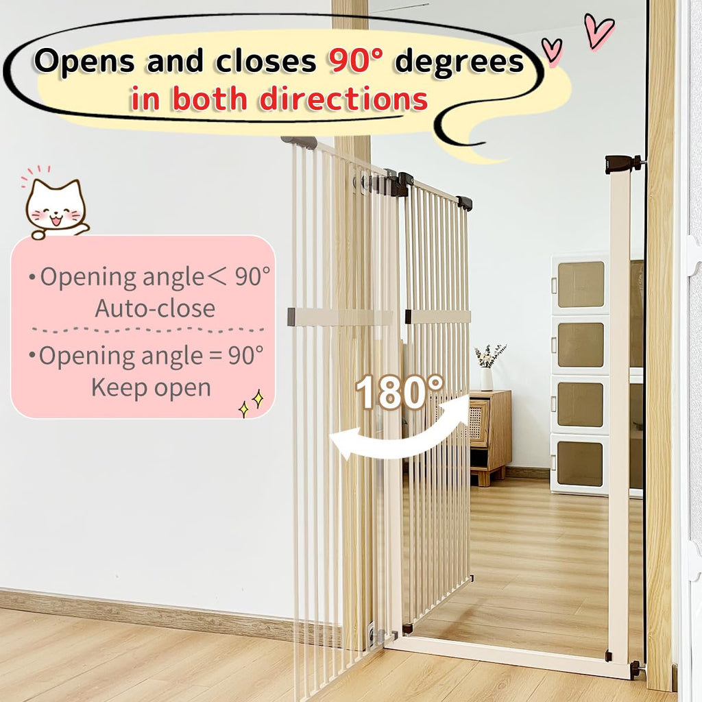 Lumizone 55.12" Extra Tall Pet Gate for Cat Dog 30.12"-38.38" Wide Cream