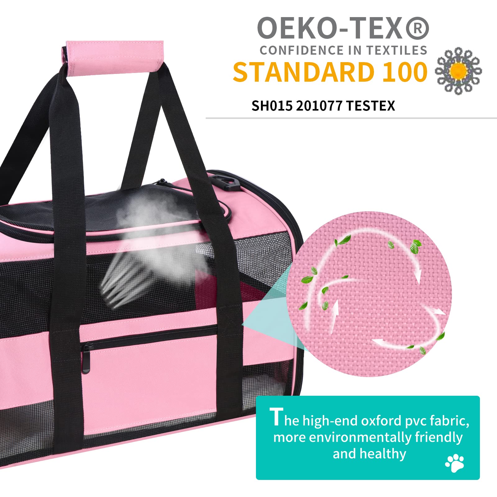 CUSSIOU 20" Large Cat Carrier Soft Side Dog Carrier Pet Carrier for Medium Small Dogs Cats Collapsible Soft Sided Pet Carrier for Cats Dogs Puppy of 25 lbs, Pink