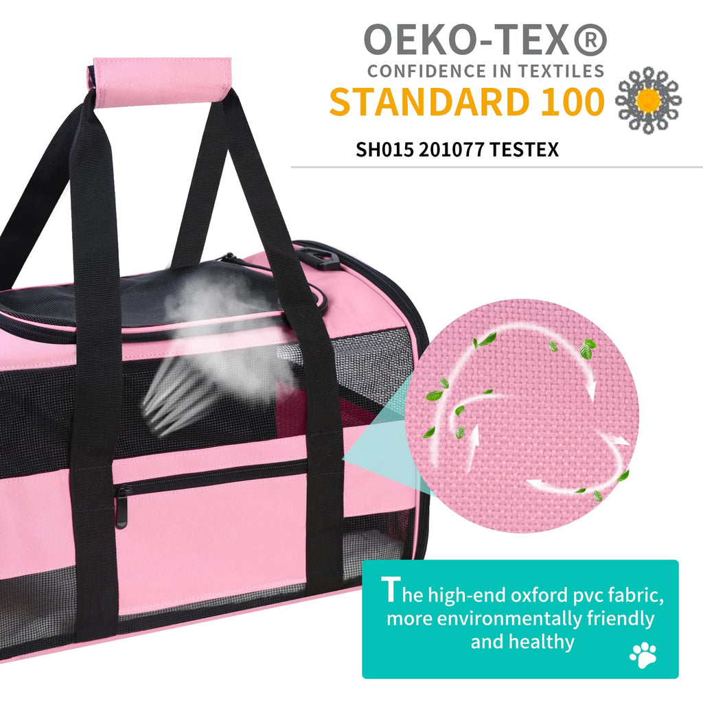 CUSSIOU 20" Large Cat Carrier Soft Side Dog Carrier Pet Carrier for Medium Small Dogs Cats Collapsible Soft Sided Pet Carrier for Cats Dogs Puppy of 25 lbs, Pink