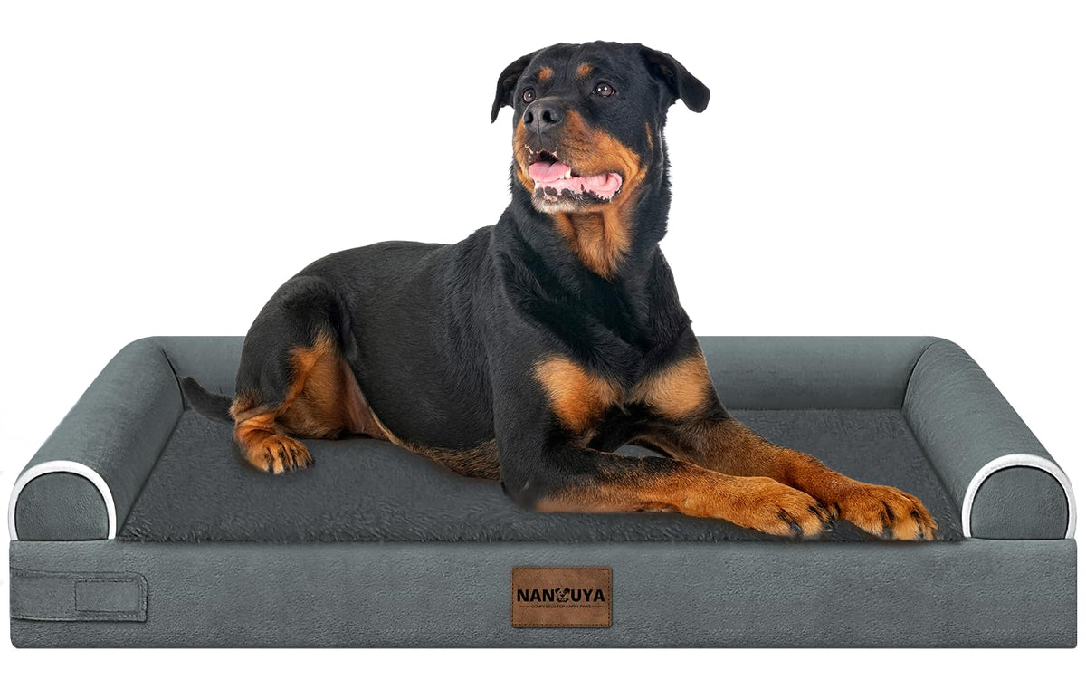 NANUYA Orthopedic Dog Bed for Jumbo Dogs, 48 x 33 Inch, Light Grey