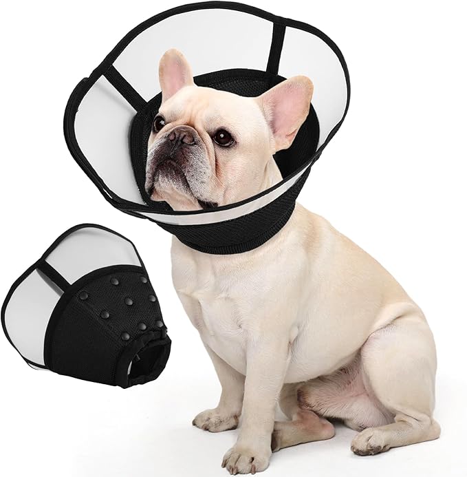 Allroaring Dog Cone, Soft Dog Cones for Small Dogs, Adjustable Doggie Cone Collar to Stop Licking, Professional Pet Recovery Cones E-Collar for Dogs Aftert Surgery Wound Healing, Black S