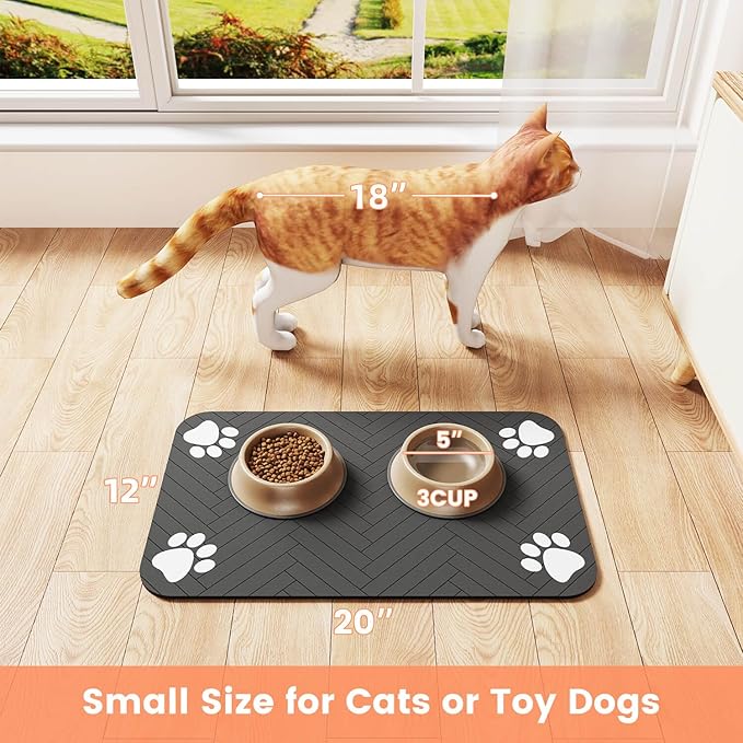Pet Feeding Mat-Absorbent Pet Placemat for Food and Water Bowl, with Waterproof Rubber Backing, Quick Dry Water Dispenser Mat for Dog and Cat (27"x17", Blue)