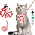 Cat Harness and Leash Set, Soft and Breathable Vest with Reflective Strip, Escape Proof Kitten Harness, Easy to Wear for Cats Walking and Traveling (Pink, XS)