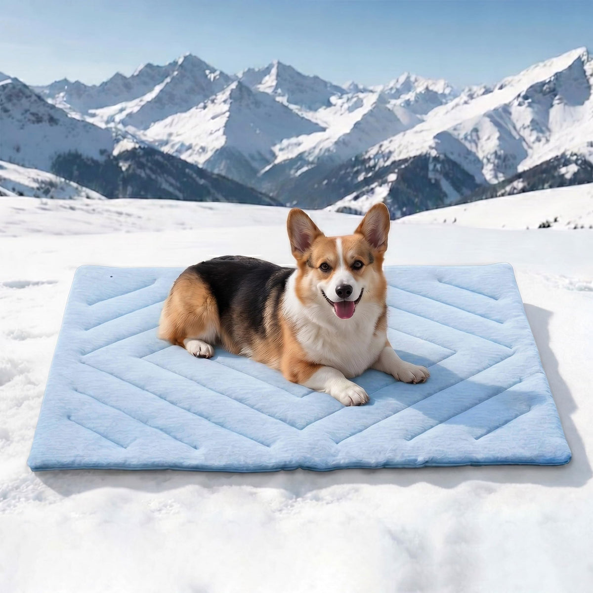 BECROWM Dog Cooling Mat Self Coolings Foldable Cooling Pad for Dog in Summer Coolings Mat for Dogs and Cats Machine Washable (Rectangle,Blue, Large-48 L x 28" W)