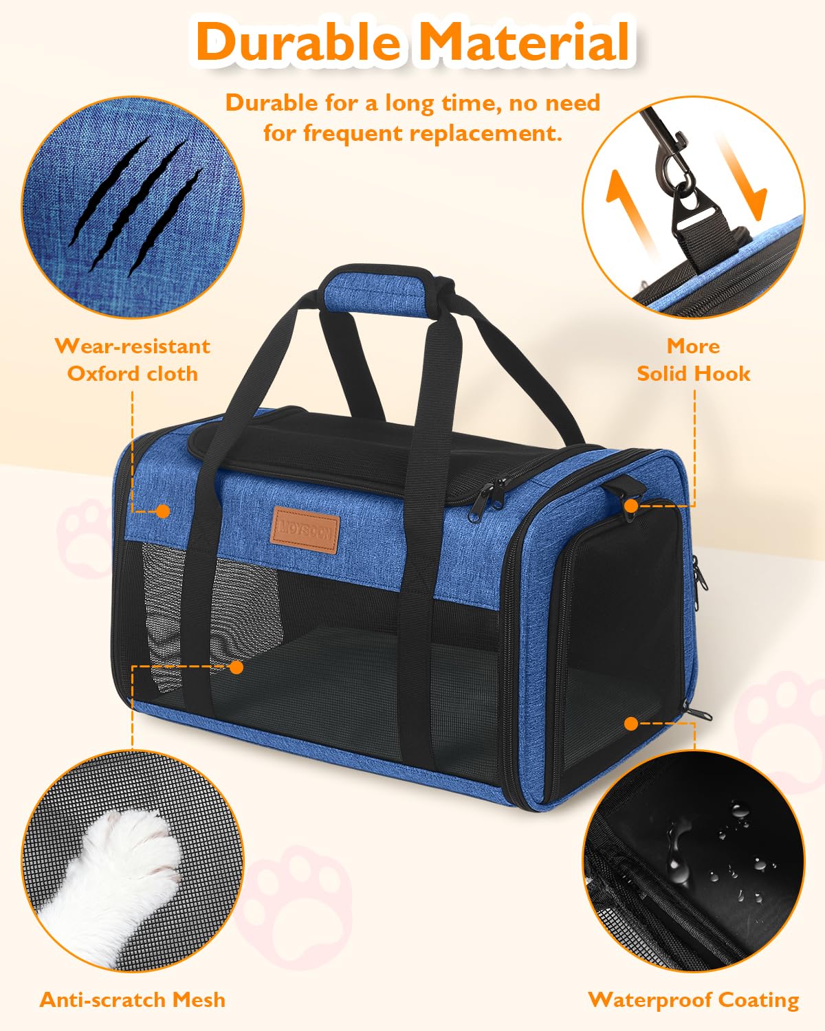 PETUX Airline Approved Pet Carrier for Small Cats up to 12 lb, Blue