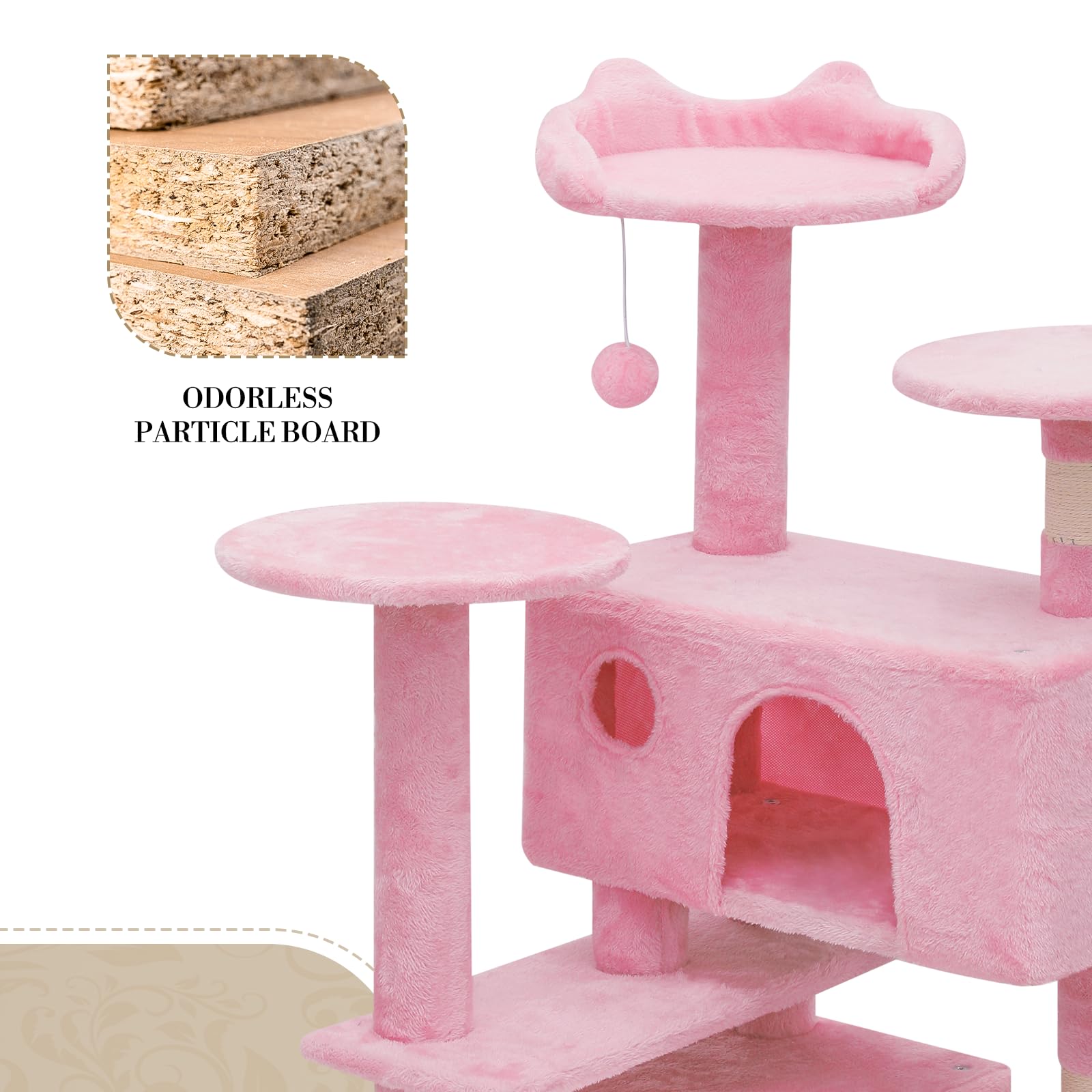 Athena Collection 36" Cat Tree Tower for Indoor Cats, Light Gray