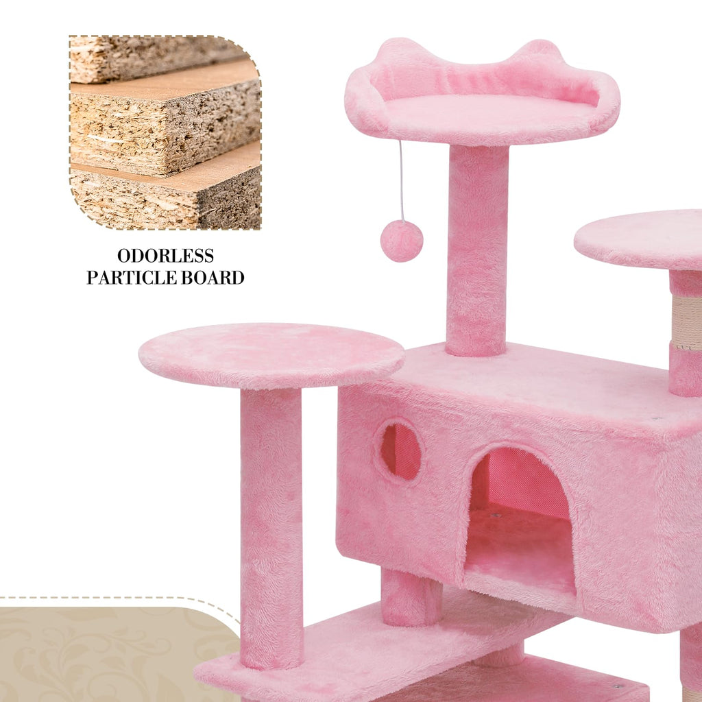 Athena Collection 36" Cat Tree Tower for Indoor Cats, Light Gray