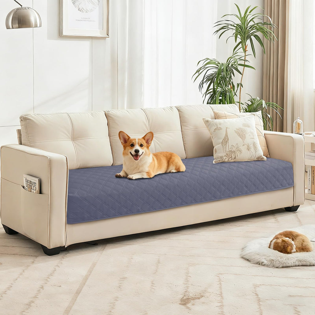 CYCMACO Waterproof Dog Bed Cover, Non-Slip Dog Blanket for Couch, Couch Covers for Dogs Washable, Pet Blanket for Furniture, Pet Bed Mat for Sofa, Car, Pet Supplies (82x102 Inch, Grey Blue)