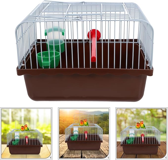 Toddmomy Portable Bird Cage Bird Carrier Travel Cage with Perch Food Box and Water Dispenser Spacious Small for Parakeet Finch Canary 9.29 X 6.57 X 6.29 in