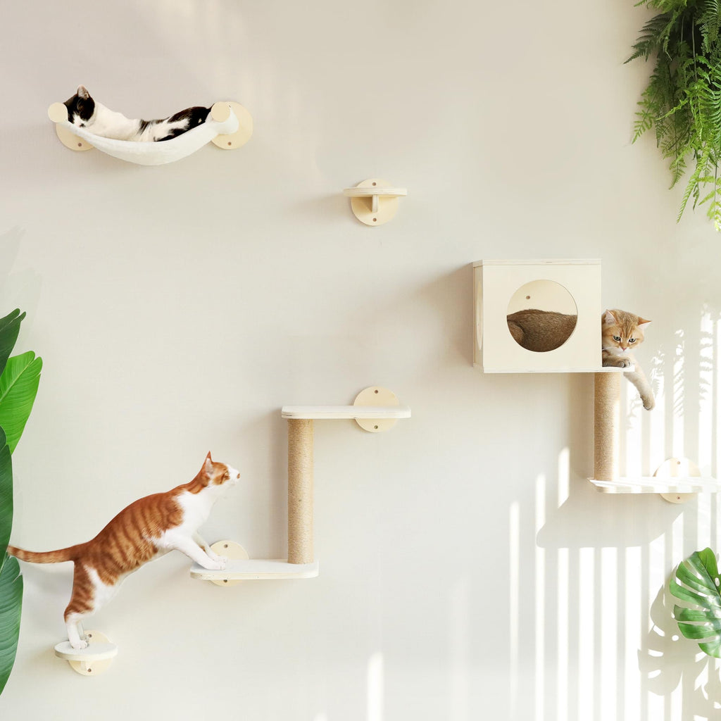 FUKUMARU Cat Wall Shelves, 5 in 1 Set, Beige