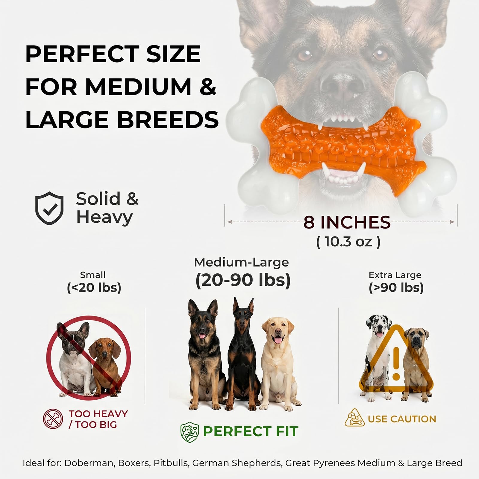 Kseroo 2-Pack Indestructible Dog Toys for Aggressive Chewers: Peanut Butter Flavored Hard Nylon Bone Chew Toys, Tough Dog Chew Toys, Dog Toys to Keep Them Busy for Medium Large Dogs, Orange