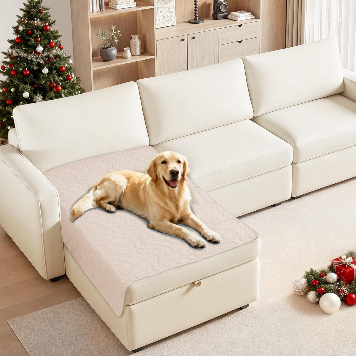 CYCMACO Waterproof Dog Blanket, Non-Slip Soft Pet Bed Cover, Couch Cover for Dogs Washable, Protects Sofa, Furniture, Crate, Car, Tear Resistant Leakproof Pet Blanket (82x82 Inch, Coffee)