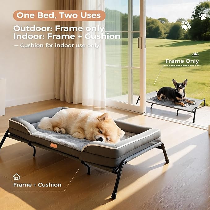 Lekereise Raised Dog Bed for Small Dogs, Waterproof Elevated Dog Cot, Outdoor Cooling Pet Bed