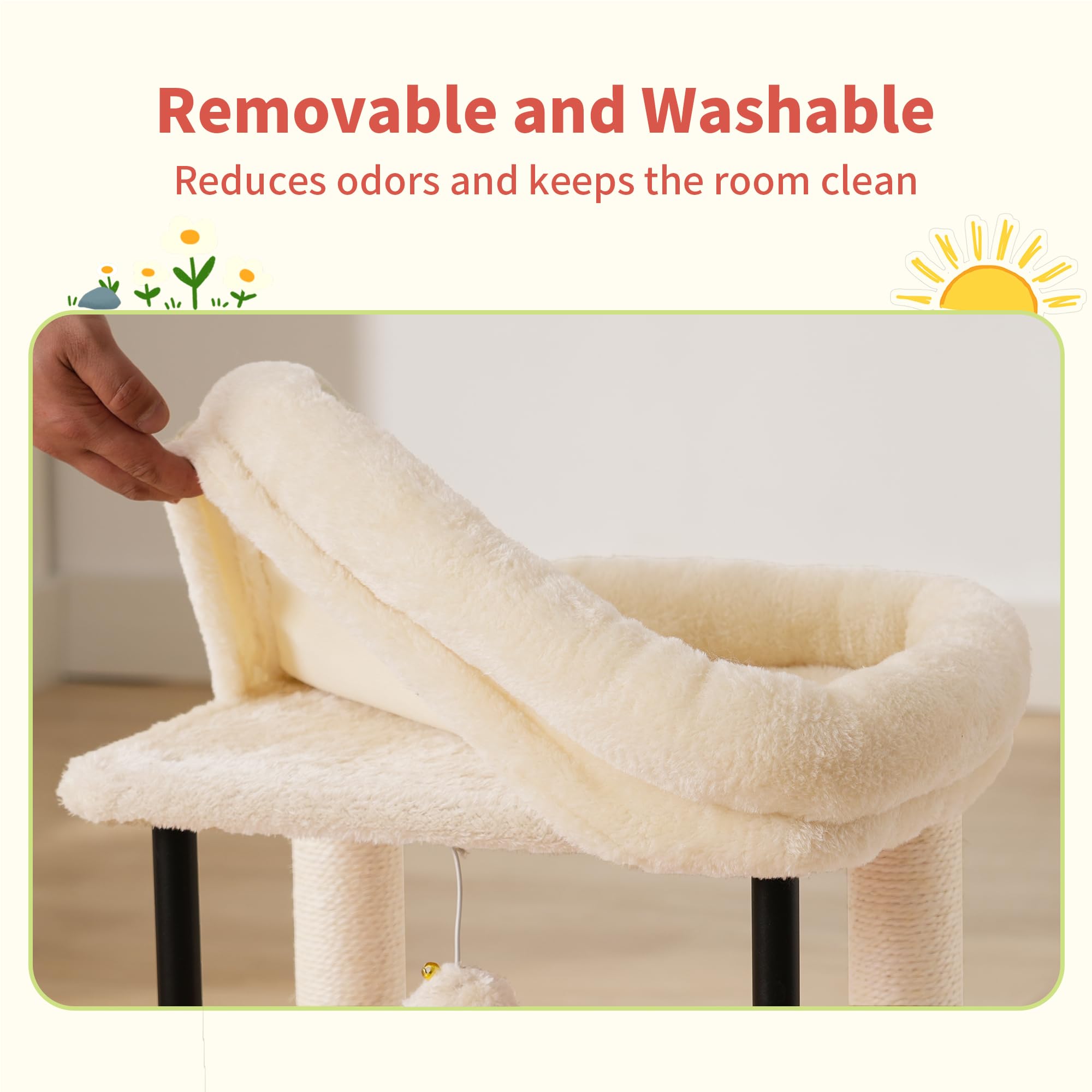 Hey-brother Cat Tree, Sturdy Tower with Sisal-Wrapped Columns, MPJ010SM