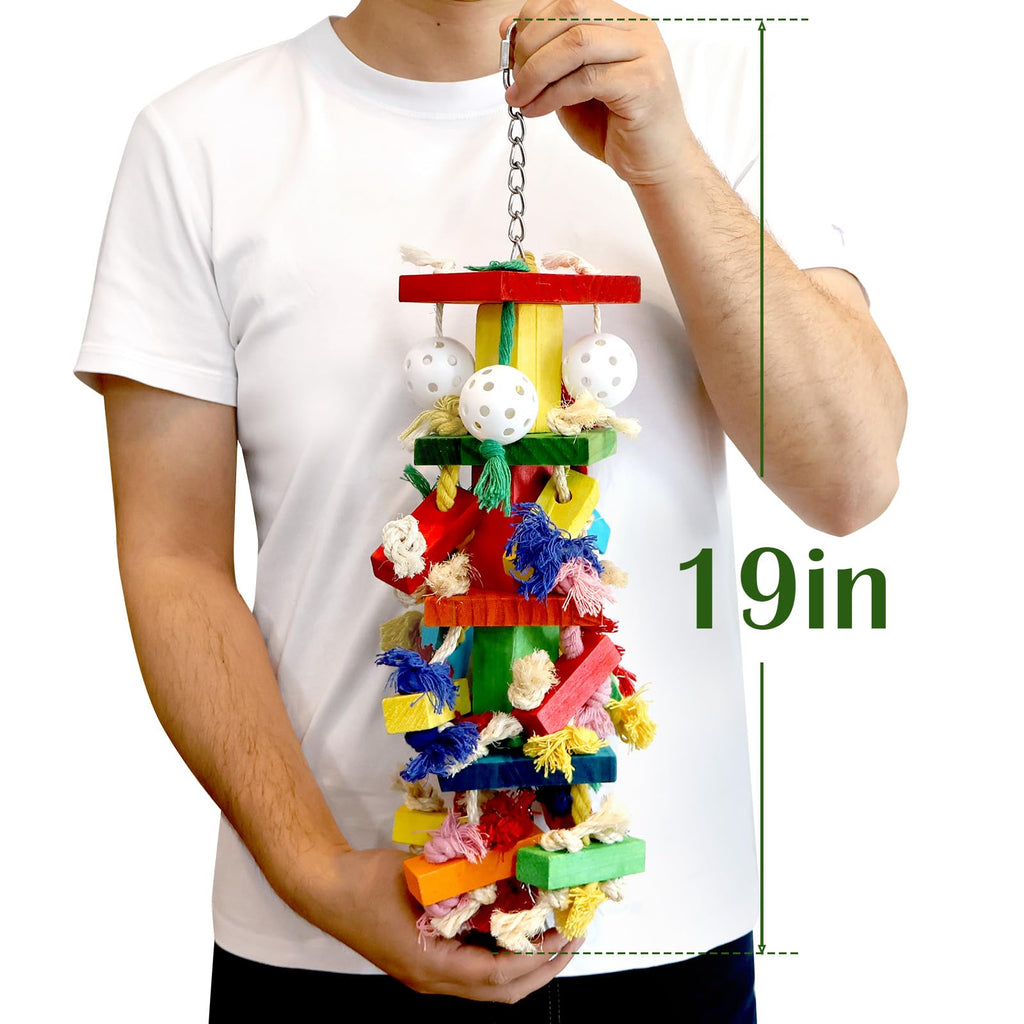 unimaxlink Bird Toys for Parrots, Parakeet Toys Natural Woode Parrot Toy for Large Medium Parrots Bird Shredding Chew Toy for Macaw, Cockatoos, Cockatiels,Budgie