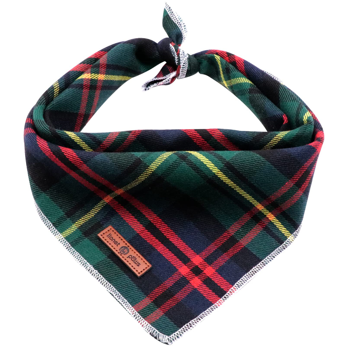 Lionet Paws Christmas Dog Bandana Washable Cotton Handkerchief Scarf Triangle Christmas Red Plaid Dog Bandanas for Medium Large Dogs Girl Boy
