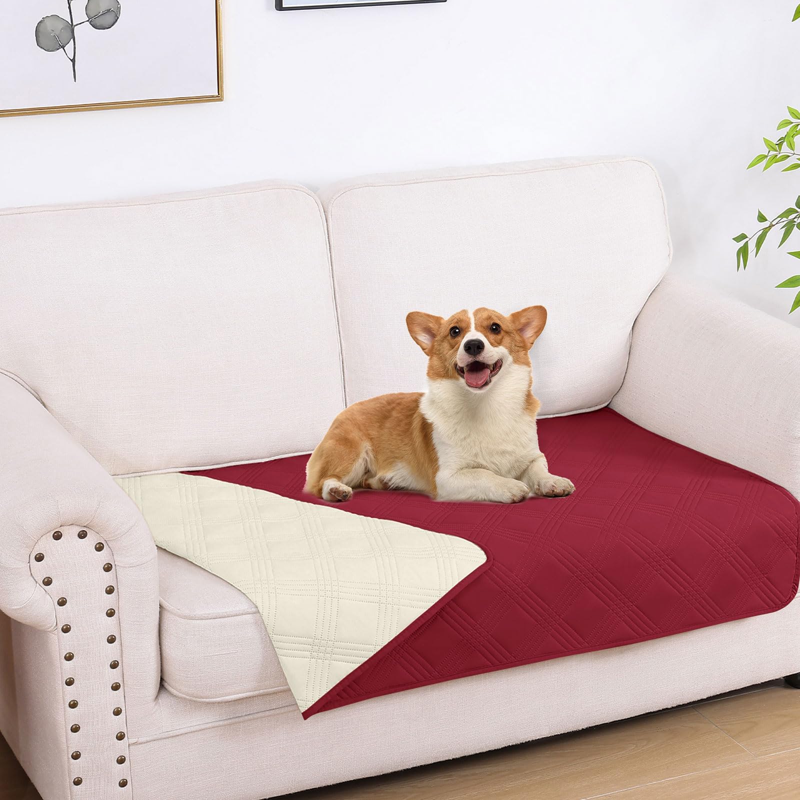 hyha Waterproof Reversible Dog Blanket, Soft Couch Cover for Dogs Washable