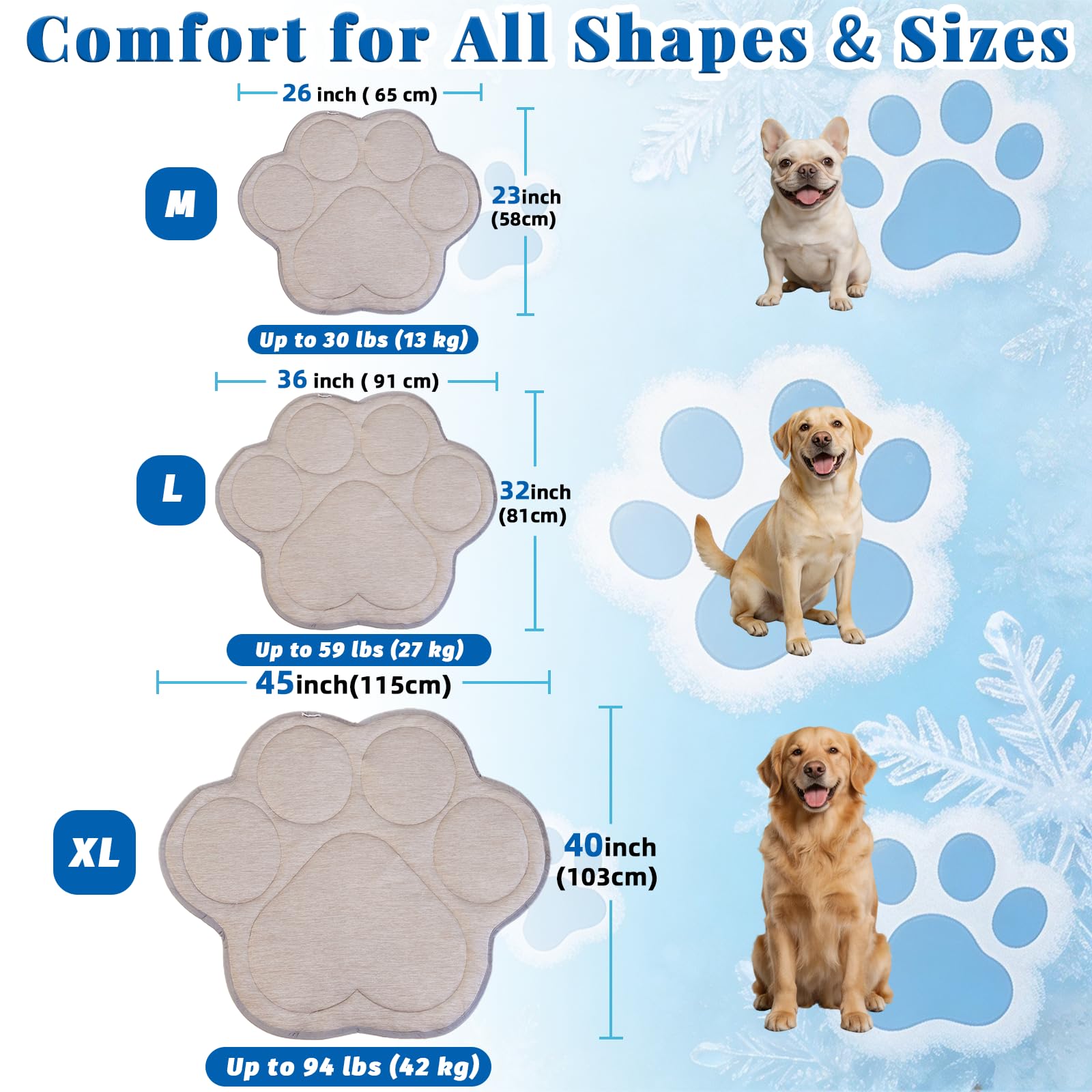 BECROWM Dog Cooling Mat, Q-Max>0.46 Instant Cool Pad for Dogs, Reversible 4-Layer Thick Pet Cooling Pad, Machine Washable,for Crate, Car, Indoor & Outdoor Summer（Large-26 L x 23" W)