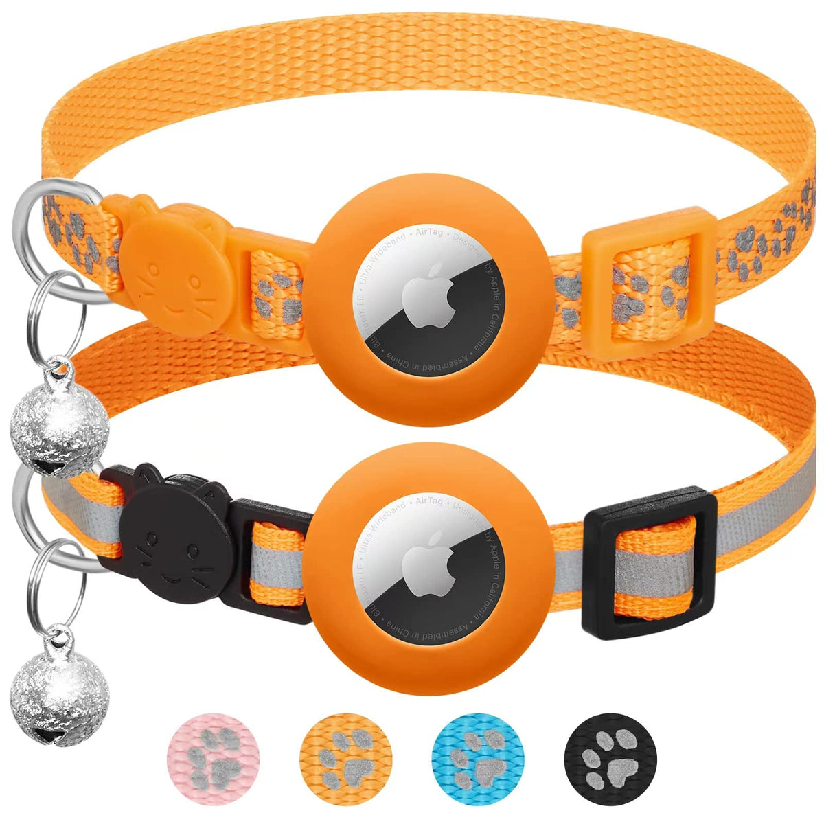 2 Pack Airtag Cat Collar Breakaway with Bell,Reflective Kitten Collar with Apple Airtag Cat Collar Holder,Adjustable 7-12In,Safety Buckle for Girl Boy Cats,Pet Supplies,Accessories,Gifts (Purple)