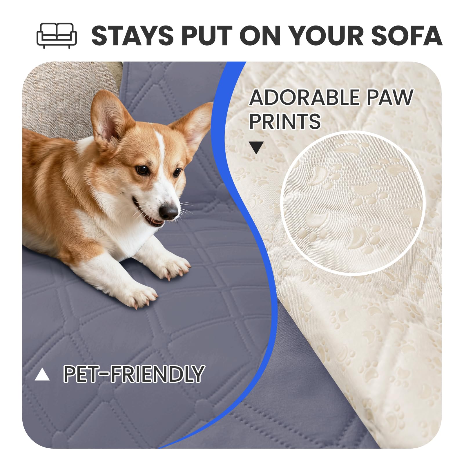 CYCMACO Waterproof Dog Bed Cover Pet Blanket, Soft Couch Cover for Dogs Washable, Non-Slip Dog Blanket Protect Furniture Couch Sofa Car for Puppy Large Dogs Cat (30x70 Inch, Grey Blue)