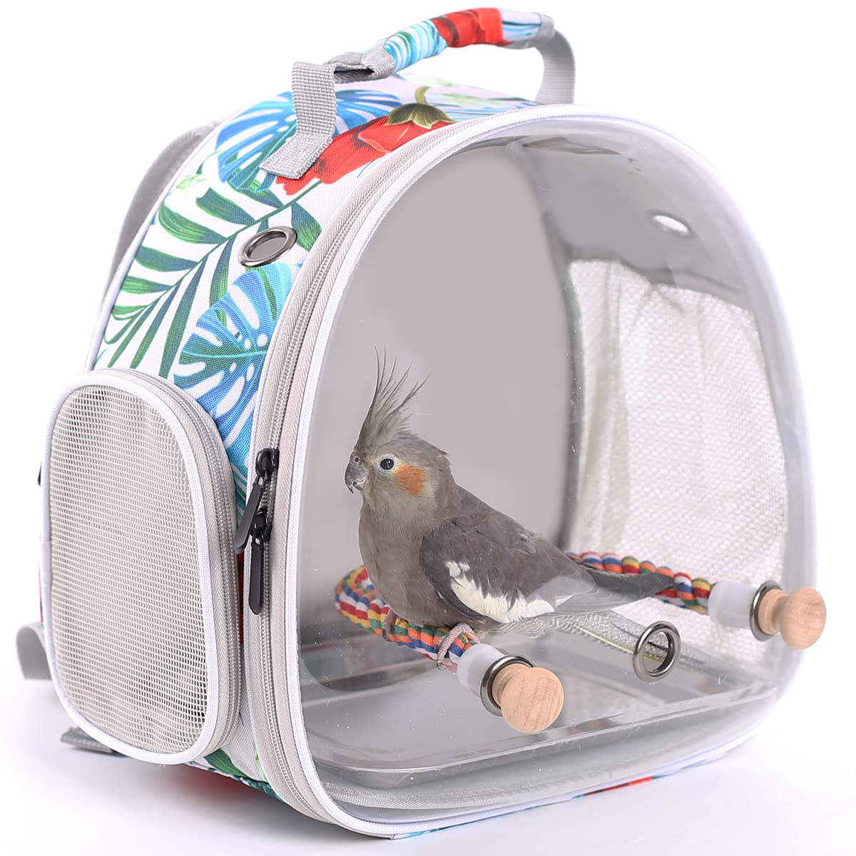 ORIZZP Bird Carrier Backpack with Rope Perch, Portable Bird Travel Carrier Backpack (Multi-Colored, Bird Carrier)