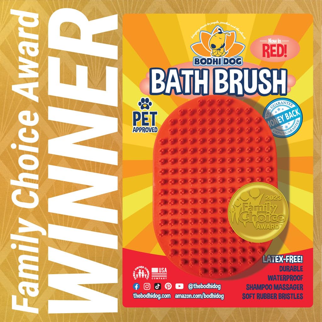 Pet Grooming Shampoo Brush - Various Colors 1 Pack - Red