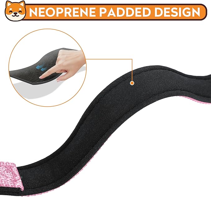 PWOD Reflective Dog Collar, Adjustable Soft Neoprene Padded Nylon Pet Collars with Buckle for Extra Large Dogs, Light Pink,XL