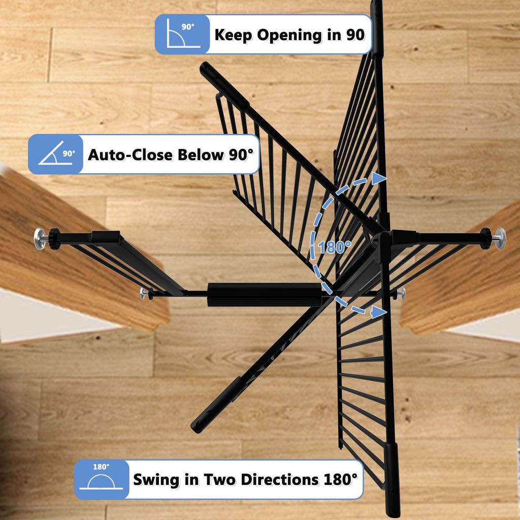 flower frail 40.5" Extra Tall Baby Gate for Stairs, 29.5"-40.5" Extra Wide Dog Gate Indoor for The House, Auto Close Pressure Mounted Safety Child Toddler Gate, Pet Gate for Doorways Kitchen, Black