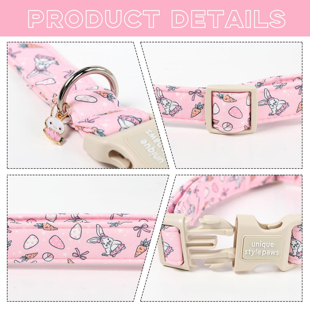 Unique style paws Dog Collar Plastic Buckle with Pendant Puppy Collar for Easter Carrot Rabbit for Small Medium Large Boys Girls Dogs