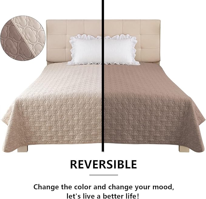 Waterproof Couch Cover for Dogs Washable, Reversible Dog Bed Blanket Pet Sofa Furniture Protector(68x82 Inch, Cream+Khaki)