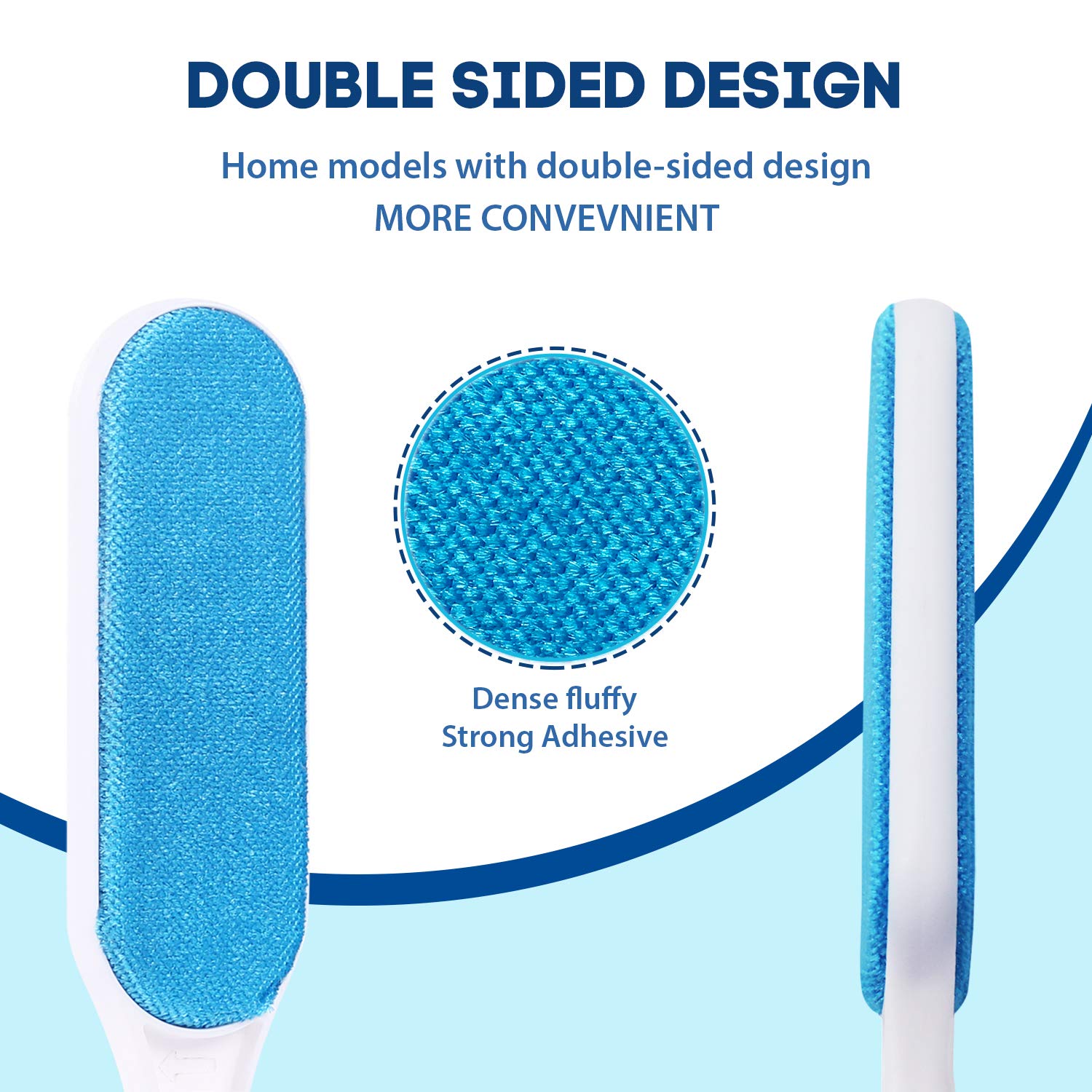 Pet Hair Remover for Clothes: Reusable Dog Cat Fur Lint Removal Brush for Clothes Furniture Couch Carpet Bed Car Seat - Self-Cleaning for Pet Owners (Fresh Blue, 1 Pack)