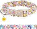 Faygarsle Floral Girl Dog Collar, Pink and Yellow Summer Spring Design for Small Medium Large Dogs, M