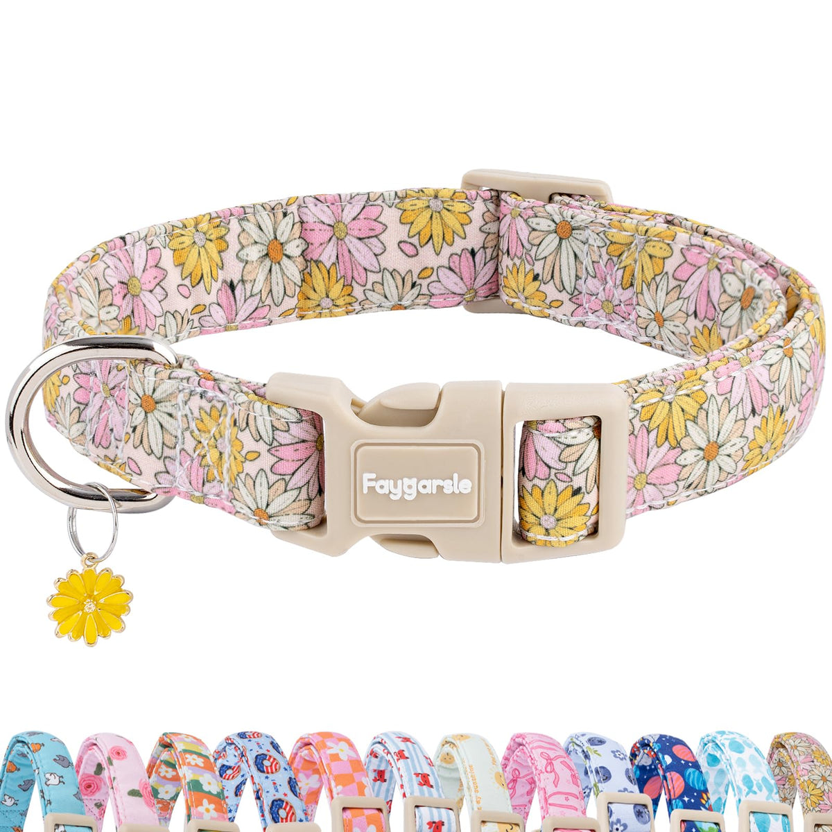 Faygarsle Fall Dog Collar Orange and Pink Pumpkin Pattern for Autumn S