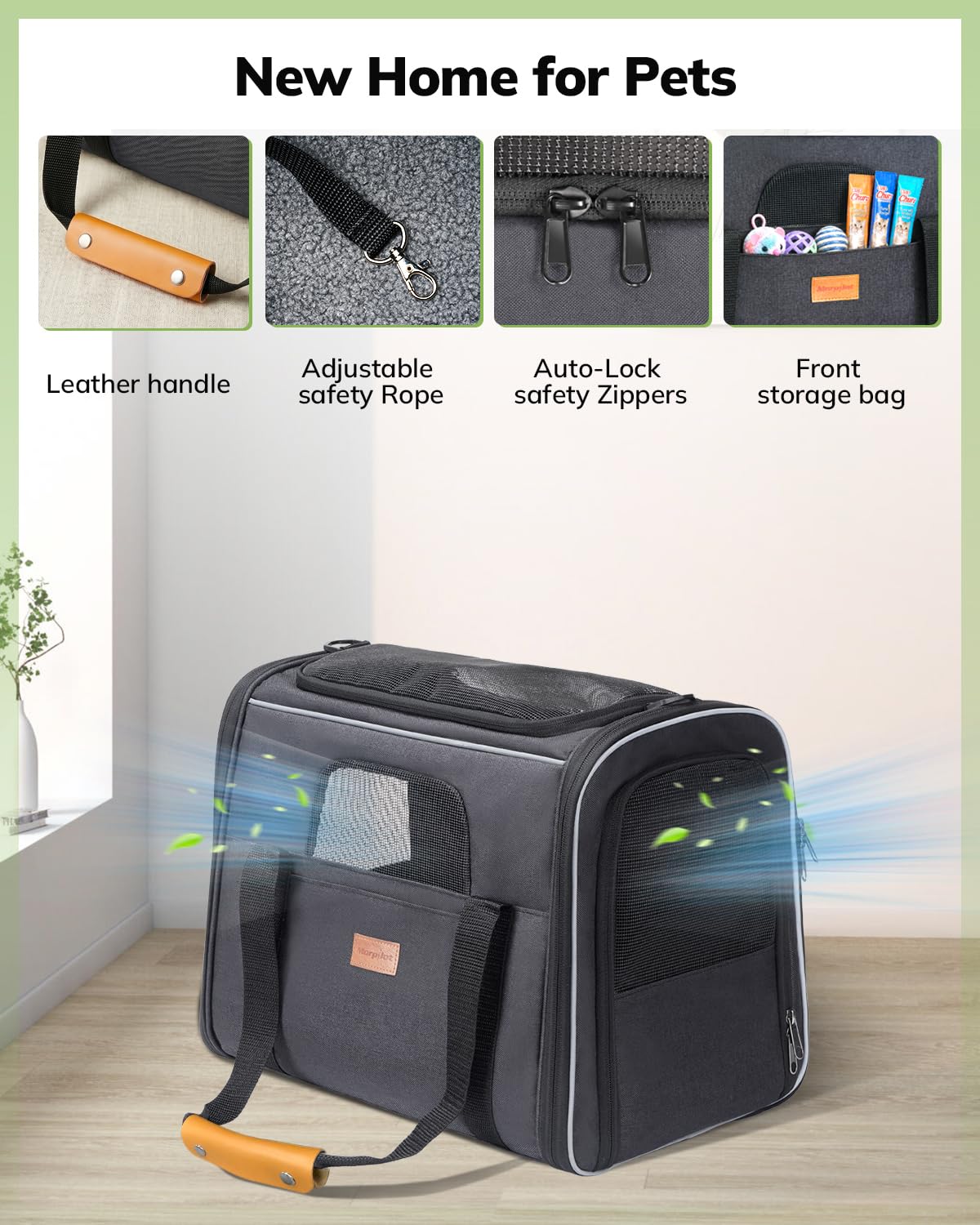 Morpilot Pet Carrier for Large Cats, Puppies & Small Dogs Up to 25lbs