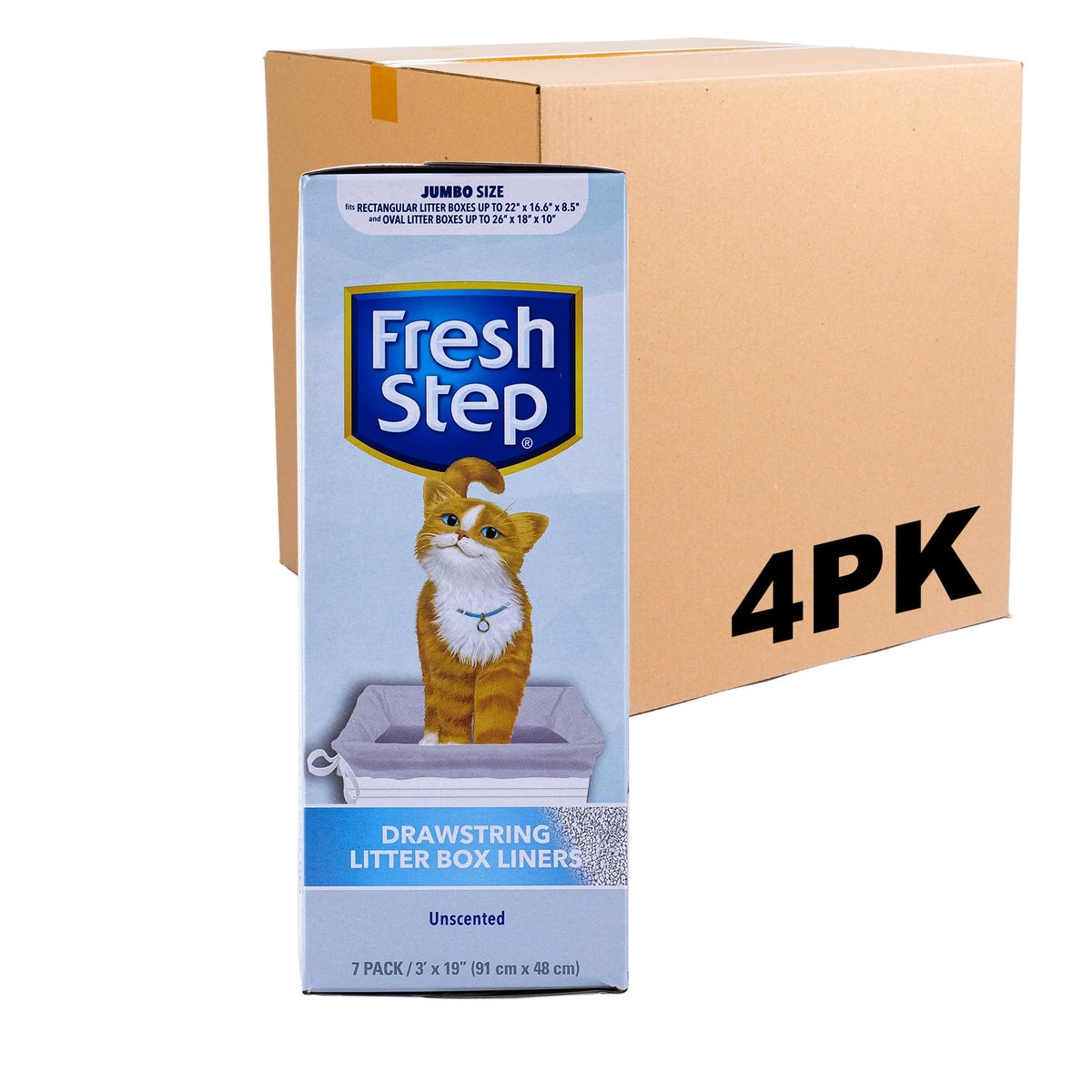 Fresh Step Drawstring Cat Litter Box Liners, Scented, 2.5 ft x 17 in, 7 Ct