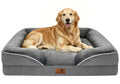 Spotted Play Orthopedic Dog Bed with Sides - Dog Sofa Beds for Extra Large Dogs, Supportive Foam Pet Couch Bed with Washable Removable Cover, Waterproof Lining and Non-Slip Bottom, Grey - XL