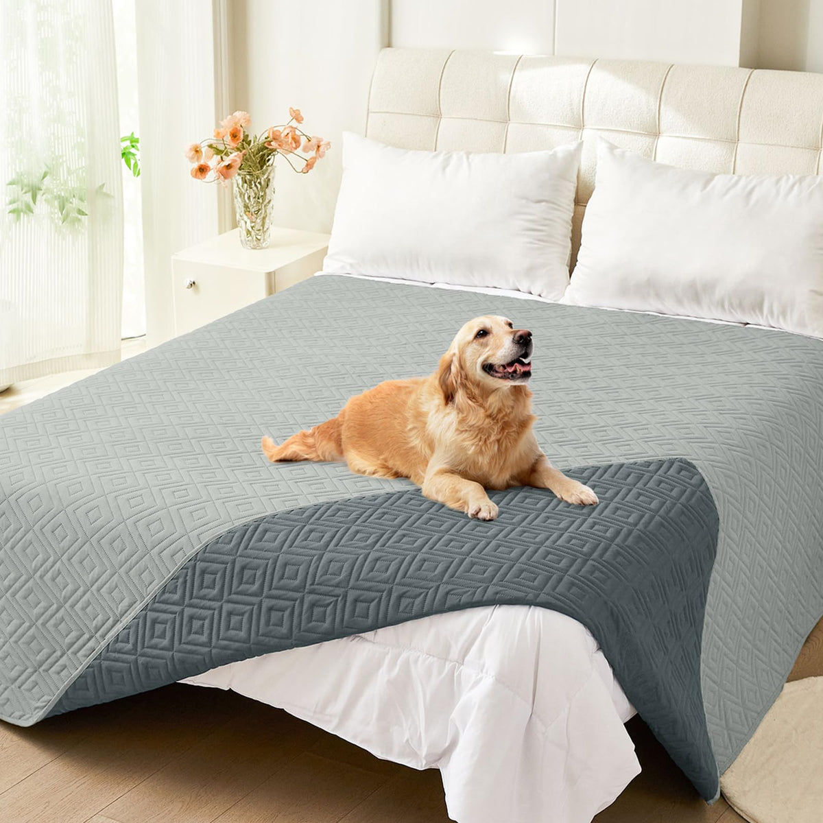 hyha Waterproof Reversible Dog Blanket, Pet Blanket for Sofa Couch