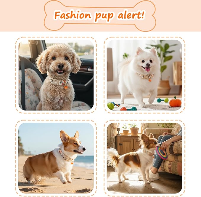 Astdogio Halloween Dog Collars, Fall Dog Collar for Dogs, Fun Multi-Color Pumpkin Dog Collars for Large Dogs, Adjustable Cotton Large Dog Collar Puppy Collar for Halloween & Thanksgiving