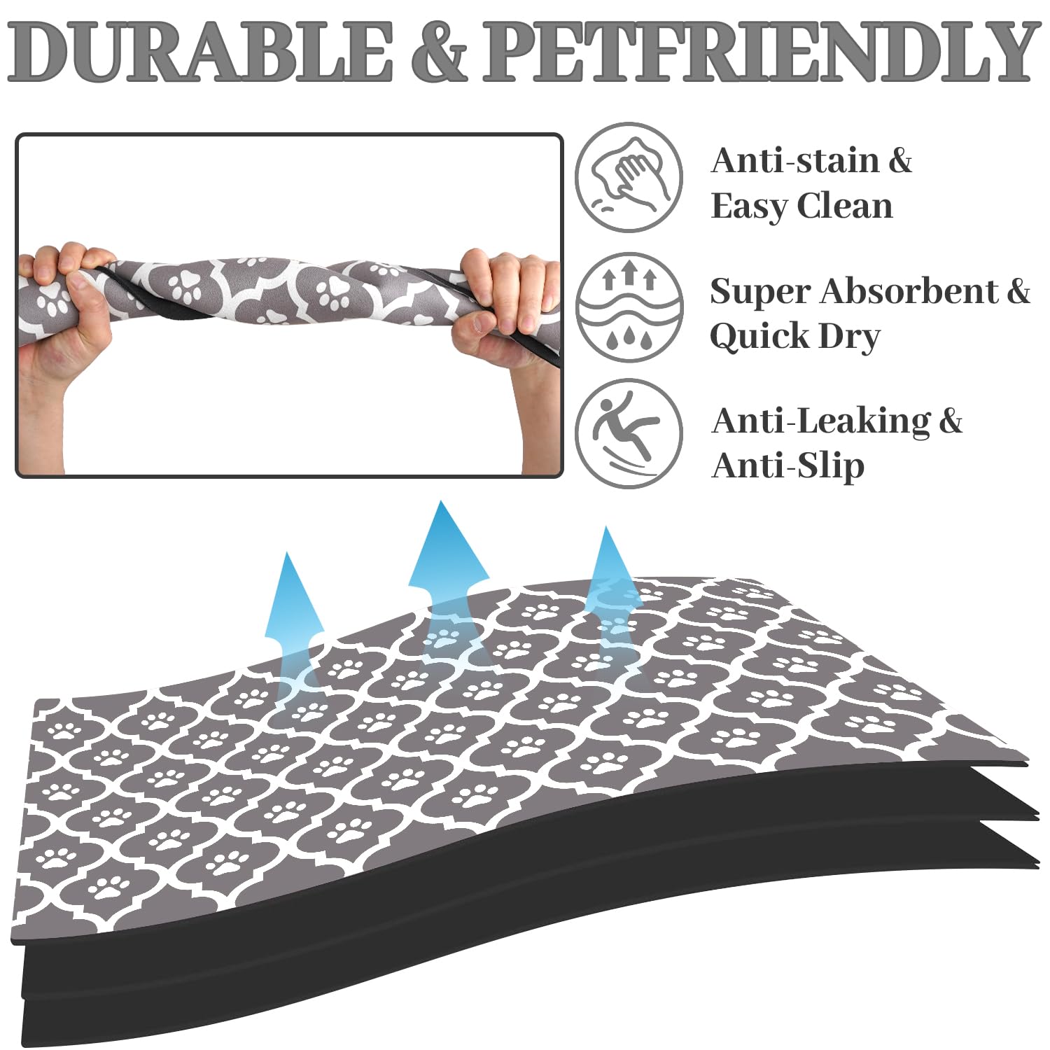 Xspatroias Dog Food Mat 17X30 Inch