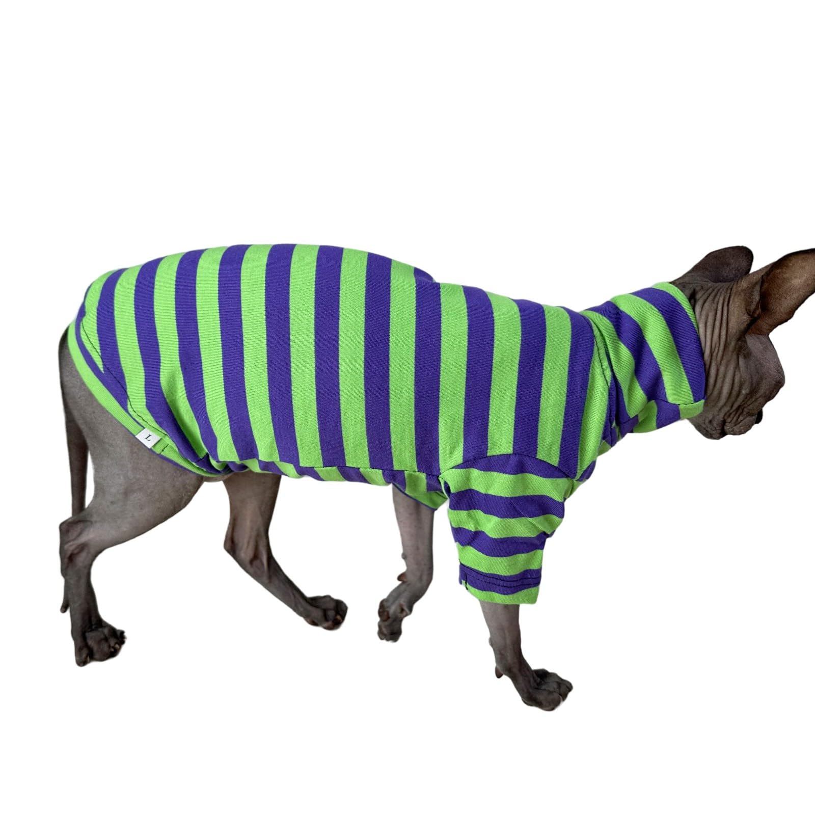 Vintage Stripes Sphynx Hairless Cats Turtleneck Shirt Cotton for Sphinx Cat