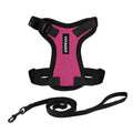 Voyager Escape-Proof Step-in Lock Cat Harness & 5ft Neoprene-Handle Leash Set All-Weather Mesh with Reflective Stitching for Small to Large Cats by Best Pet Supplies, Fuchsia/Black Trim, S