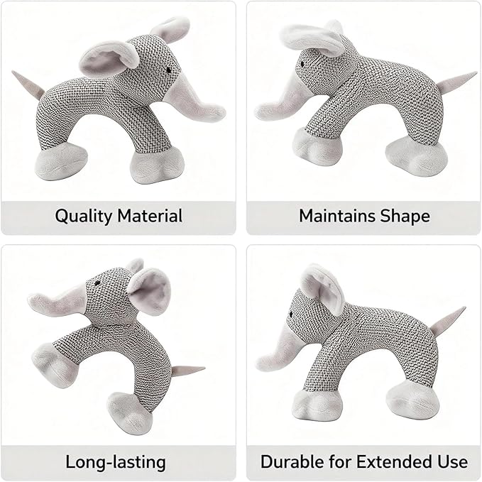 Linen Safari Companions, Squeaky Dog Chew Animals, with Durable Linen Material, Durable and Resistant to Chewing, for Relieve Dog's Boredom (Elephant+Sheep)
