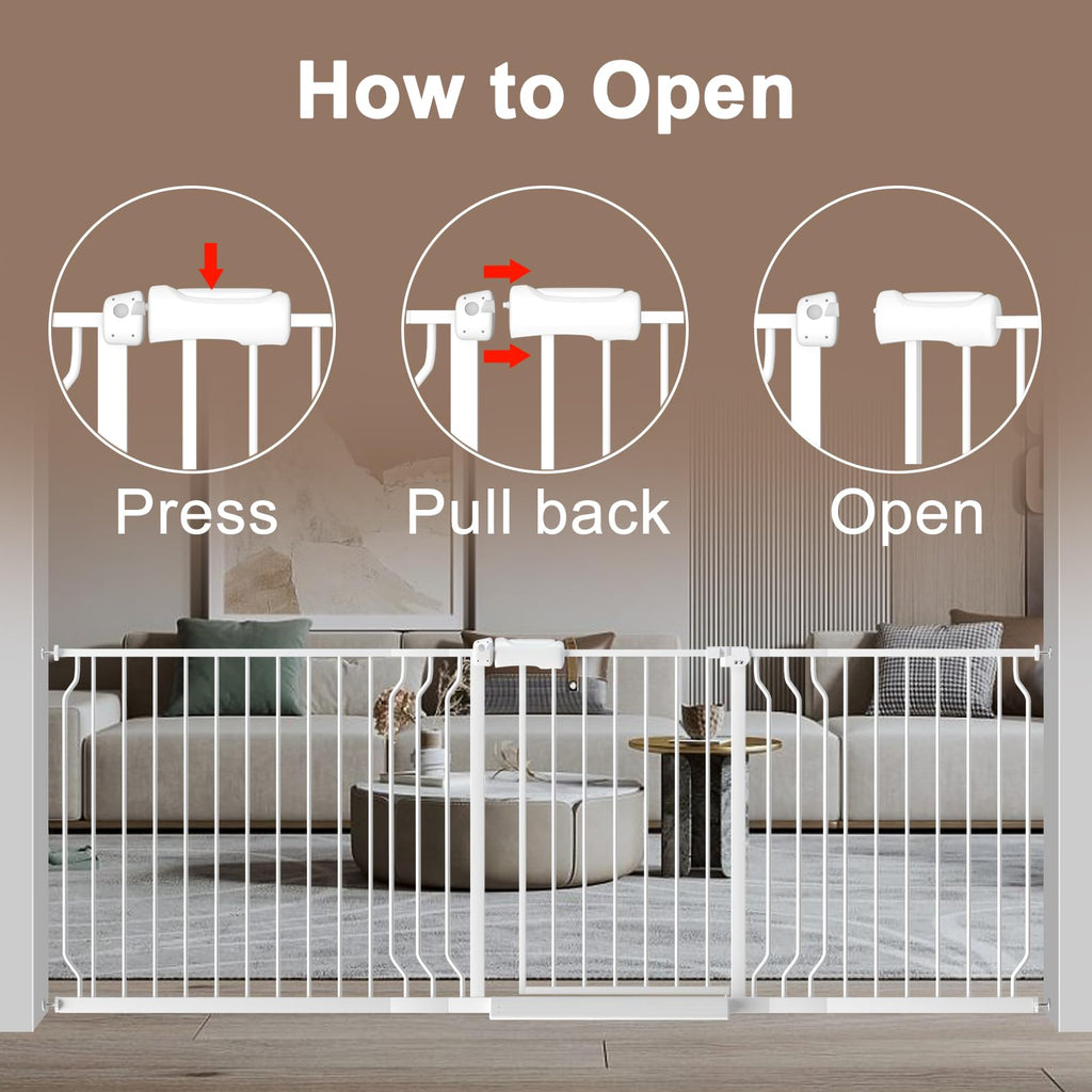 WAOWAO 85.83-95.25" Extra Wide Baby Gate Pressure Mounted 30" Tall White
