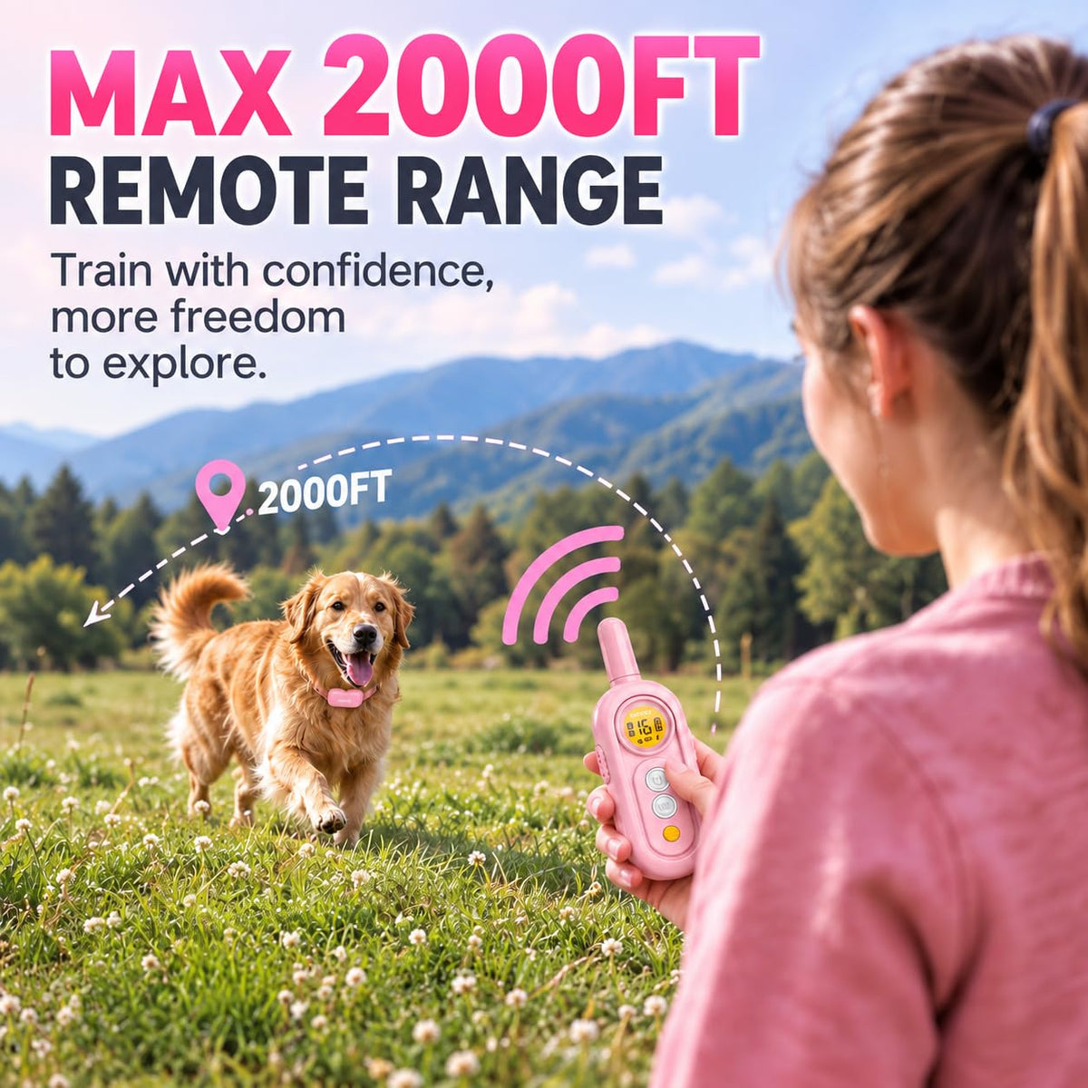 PATPET Dog Shock Collar for Medium Dogs- Dog Training Collar with Remote, Shock Collar for Small Dogs 10-100lbs, Rechargeable IPX7 Waterproof with Beep Vibration Shock Modes