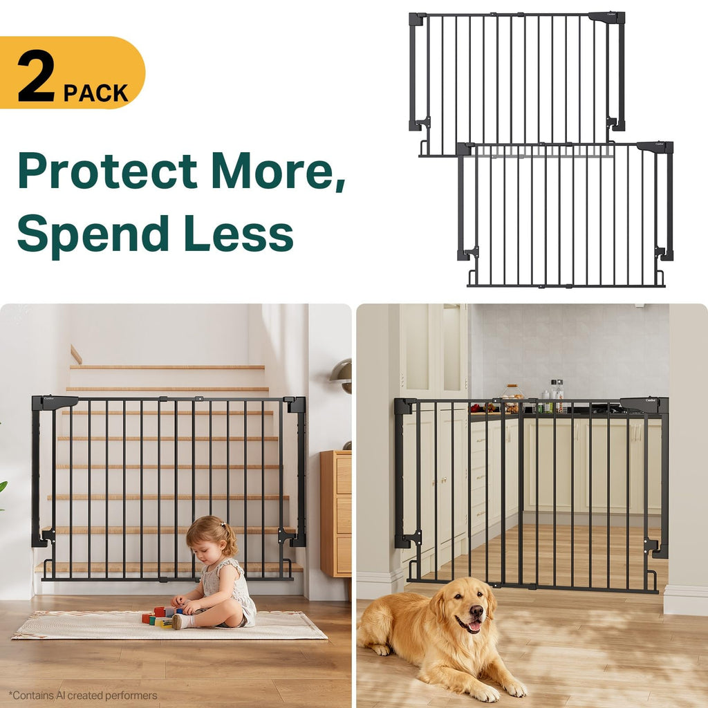 Cumbor 2 Pack 29.2-43" No Bottom Bar Baby & Dog Gate for Stairs & Doorways