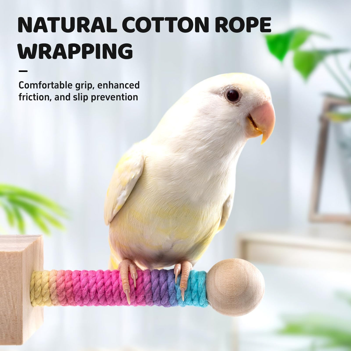 2 PCS, Hanging Bird Perch Toy & Poplar Bird Swing, Parrot Toys for Cage