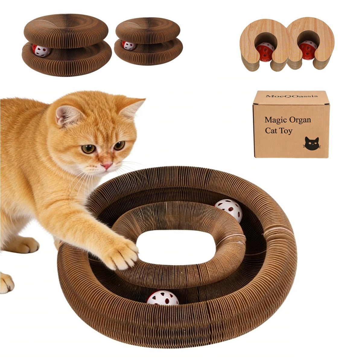 2Pcs Kitty Kurlz Cat Toy Magic Organ Cat Scratch, Kitten Cats Accordion Toy