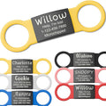 Anavia Slide On Silent Pet ID Tags, S/M/L/XL Personalized Black Stainless Steel Colored Silicone Cat Dog Name Tag, Customized Engraved Nameplate, Quiet Chew-Proof Pet Collar Tag (Yellow, Small)