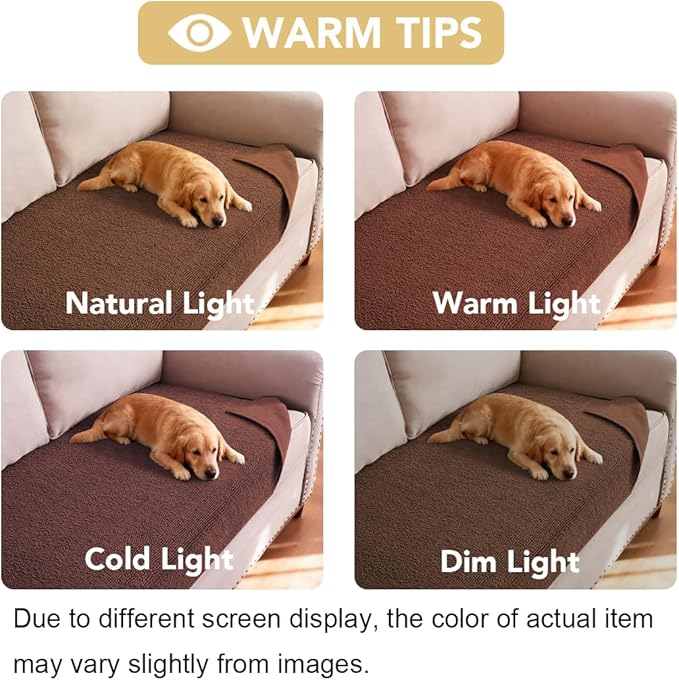 H.VERSAILTEX Non Slip Pet Couch Cover Chenille Dog Bed Protector Thick Soft Sofa Slipcover Pet Friendly Washable Couch Cushion Covers for Pets (52" x 82", Caramel)